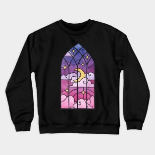 Night sky stained glass window Crewneck Sweatshirt